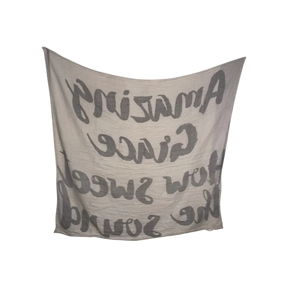 Amazing Grace How Sweet The Sound Muslin Throw Blanket WallHanging B/W Farmhouse
